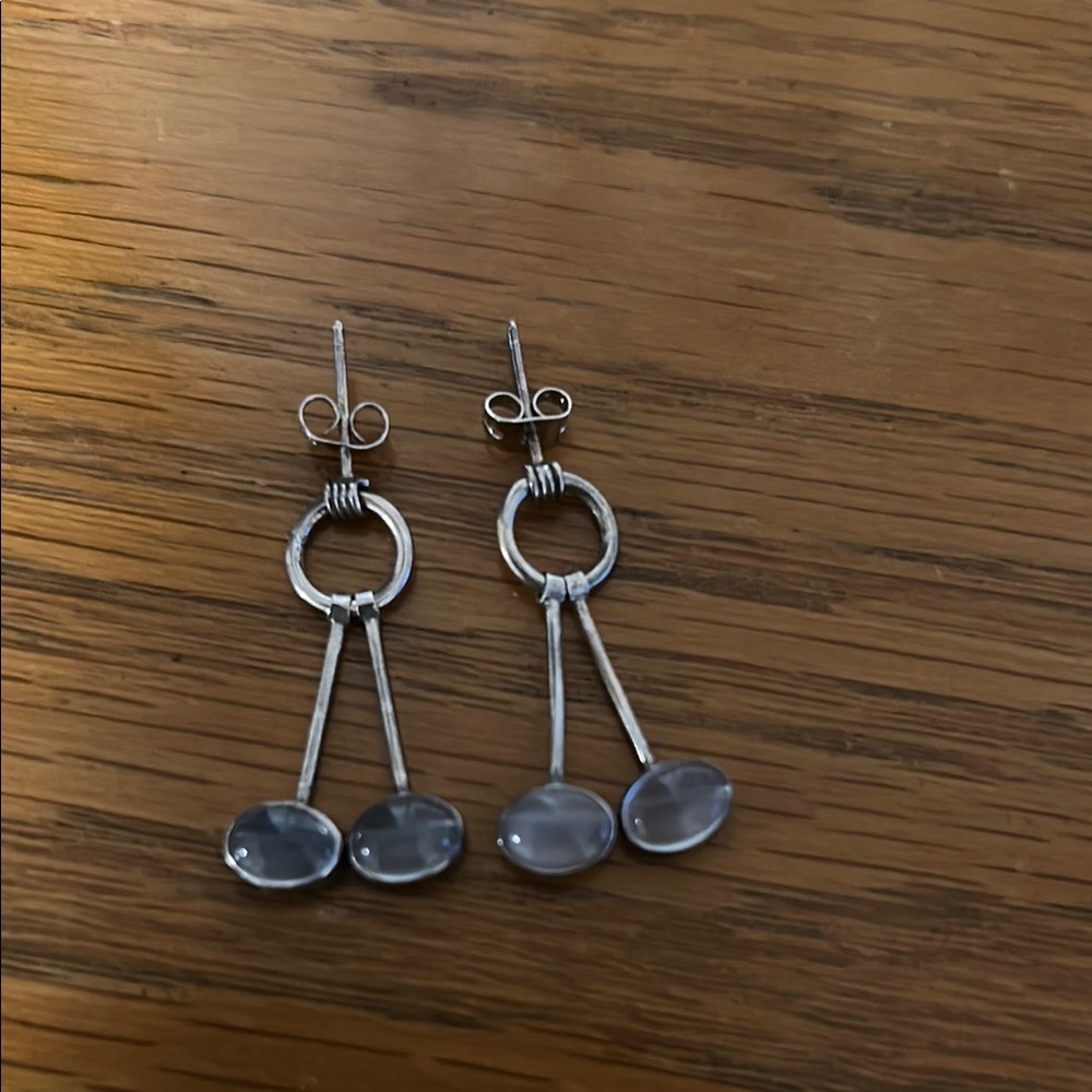 Sterling Silver Moonstone Drop Earrings